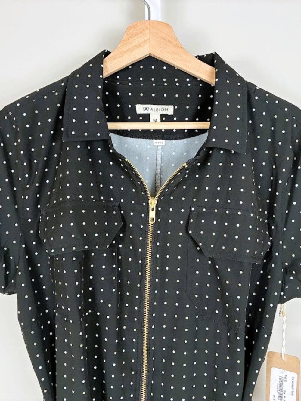 Albion Fit City Jumpsuit in Dotty Black Polka Dot - Size Medium Petite NWT $148 - Picture 4 of 10